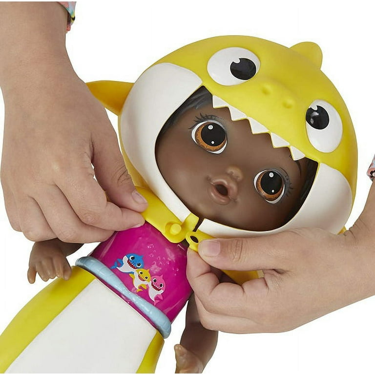 Baby Alive E8596 Baby Shark Black Hair Doll with Tail and Hood