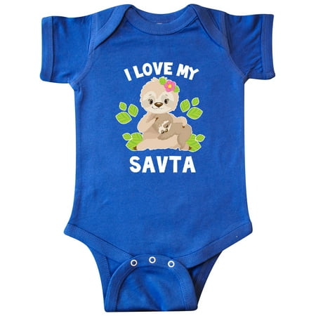 

Inktastic Cute Sloth I Love My Savta with Green Leaves Gift Baby Boy or Baby Girl Bodysuit