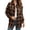 Dark Brown, variant on Womens Casual Cuffed Long Sleeve Boyfriend Button Down Plaid Flannel Shirt Tops Pink XXL