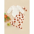 thumbnail image 4 of Newborn Baby Girls My 1st Halloween Outfits Long Sleeve Letter Romper Pumpkin Bell Bottoms Headband Fall Winter Clothes, 4 of 8