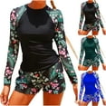 thumbnail image 6 of Feimerou Swimsuit for Women 2025 Long Sleeve Swimsuits Two Piece Rash Guard Sets Swim Shirt Bathing Suit with Boyshort Bottom Valentine'S Day Gifts, 6 of 9