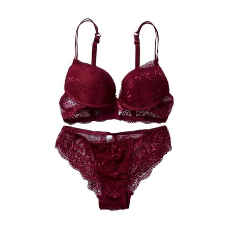 

Women 2 Pieces Lingerie Set Sexy Lace Floral Push Up Bra and Panties