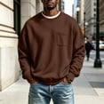 thumbnail image 2 of Fabrcox Fleece Mens Sweatshirt Crew Neck Long Sleeve Shirts Men Streetwear Outdoor Athletic Workout Fall Winter Warm Pullover Men with Chest Pocket Coffee L, 2 of 6