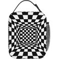 thumbnail image 3 of Lunch Bag Trippy Checkerboard Insulated Lunch Box Reusable Leakproof Cooler Tote For Women Men Adult With Bottle Holde For Work Office Travel Picnic, 3 of 6