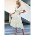 thumbnail image 4 of Women'S Casual Short Sleeve V Neck Maxi Hem Bohemian Resort Dress Beige L, 4 of 9