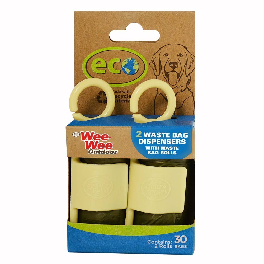 Four Paws Eco Waste Bag Dispenser 2pk W/Bags