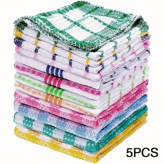 5 pieces of 11 inch square multifunctional dishwashing cloths, absorbent non stick kitchen cloths - thick and durable dishwashing towels - random colors
