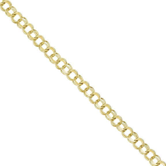 Primal Gold 10 Karat Yellow Gold Solid Double Link Charm Bracelet