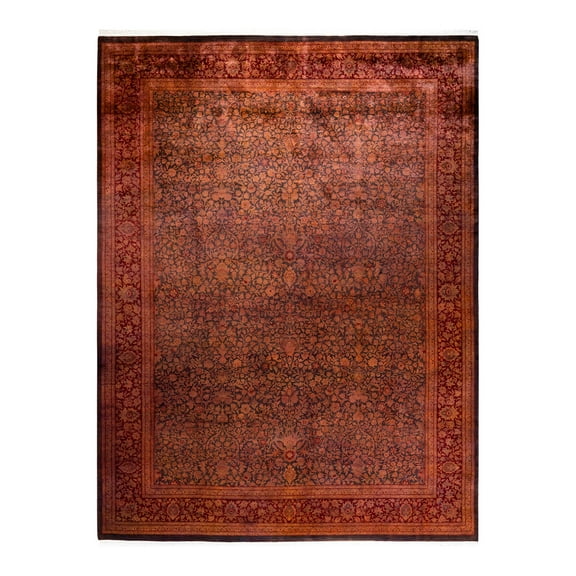 Fine Vibrance, One-of-a-Kind Hand-Knotted Area Rug - Orange, 9' 3" x 12' 3"