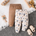 thumbnail image 2 of 2-Pack Baby Boys Jogger Pants Soft Stretch Cotton Solid Color Elastic Waist Casual Bottoms Black，Gray，Green,Navy,Cream.Size 6M-4Y, 2 of 7