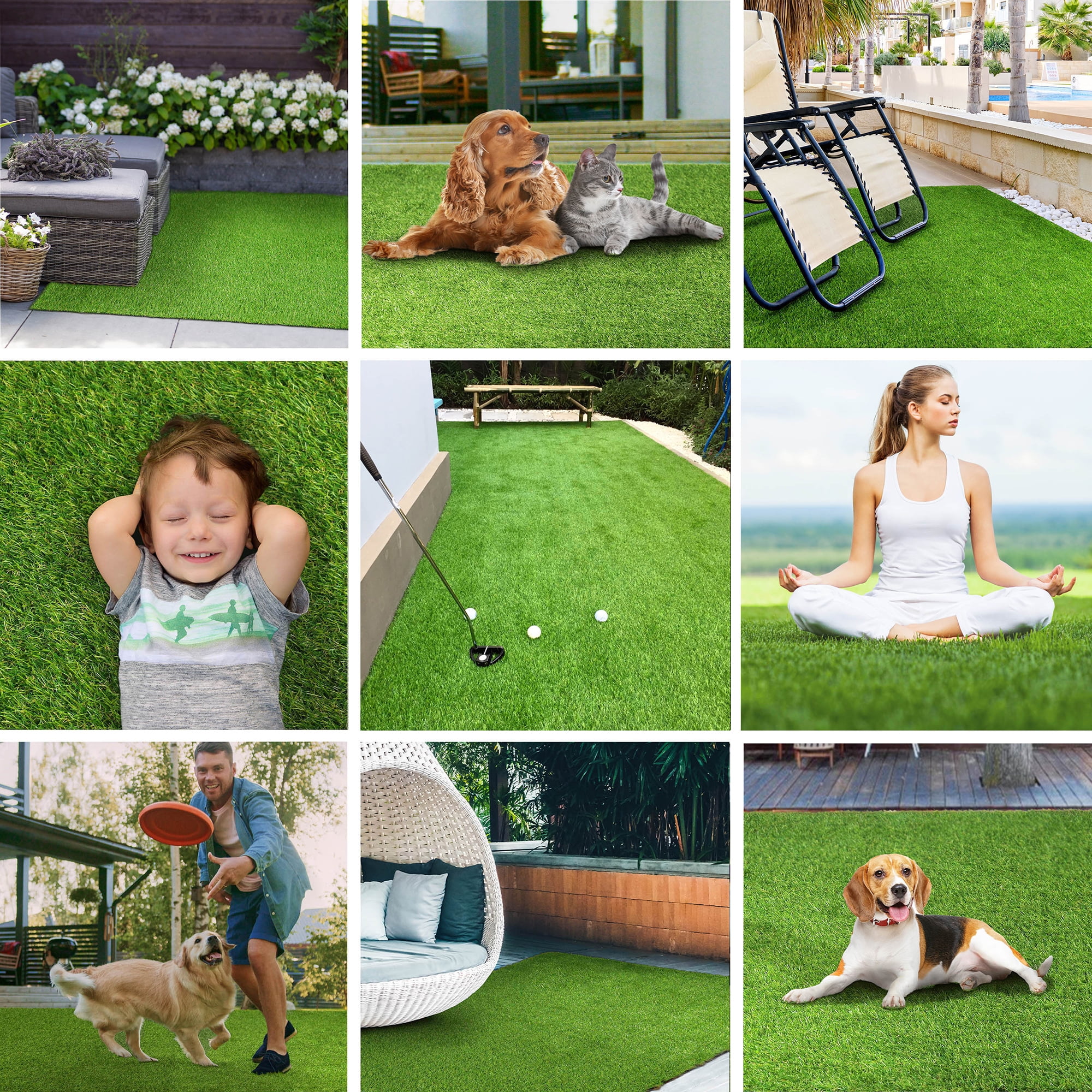 Superior Waterproof 6' x 9', Indoor/Outdoor Artificial Grass Area Rug, Synthetic Turf Rugs, Green