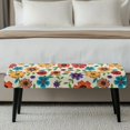 thumbnail image 4 of FKELYI Colorful Flower Print Dining Bench Cover Stretchy Fabric Bench Slipcovers for Living Room Bedroom Washable Dustproof Furniture Protector for Hotel, 4 of 7