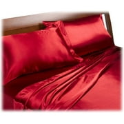 Divatex Home Fashions Royal Opulence Satin Twin Sheet Set, Red