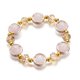 thumbnail image 1 of Xiao Hua Pulseras de mujer de acero inoxidable con cristales degradados y cuentas de colores esmaltadas - Rosa, 1 of 4