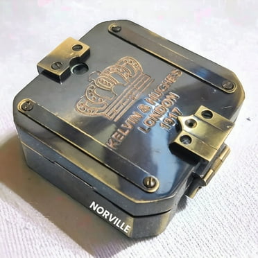 Kelvin & Hughes Brass Brunton Compass – Vintage Sine Compass for Outdoor Navigation, Hiking Tool