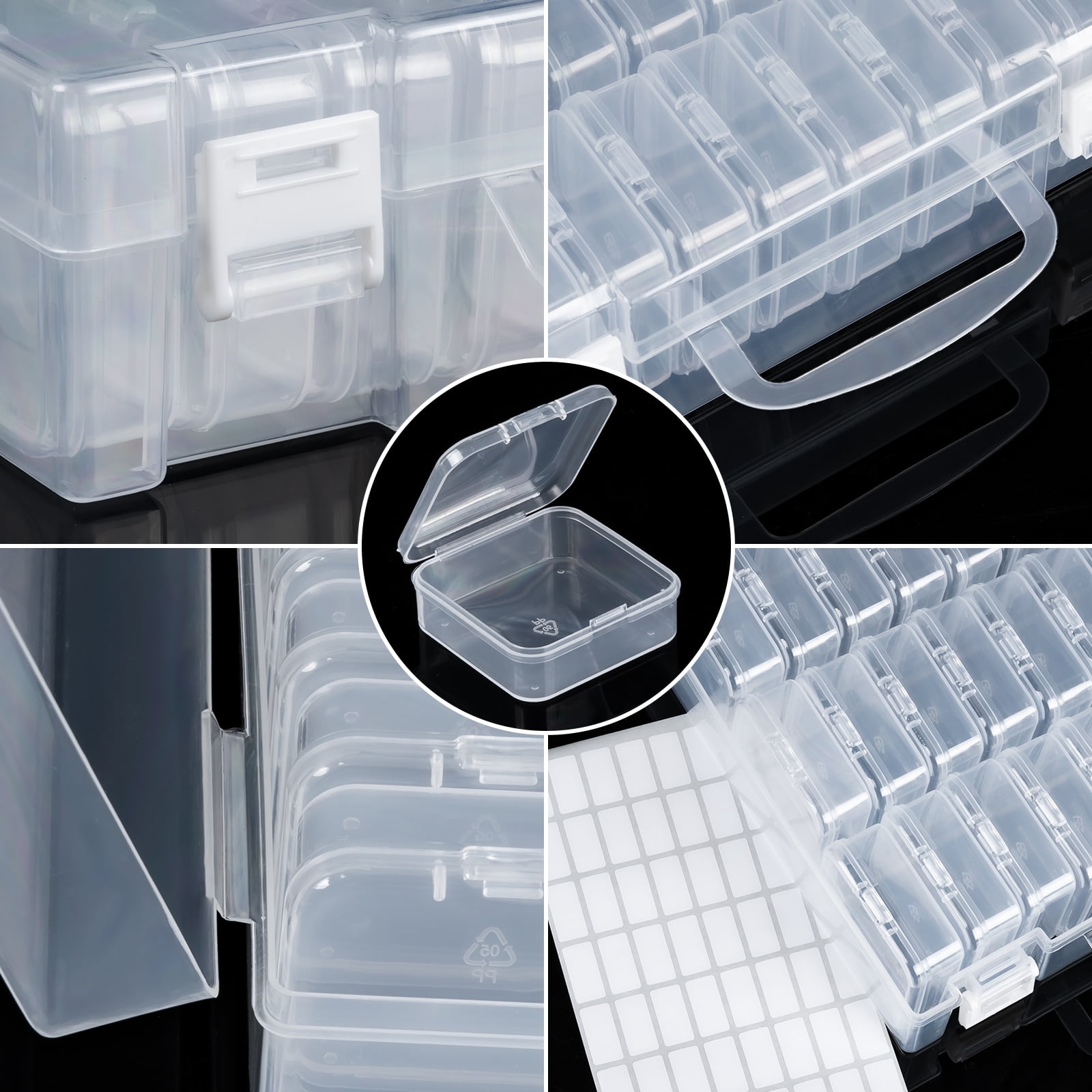 Bead Organizer Box, 30 Grids Small Clear Plastic Bead Storage Containers, Craft Organizer Case with Hinged Lid for Making Beading Jewelry Rhinestones Crafts Screws Small Parts (1 Pack)