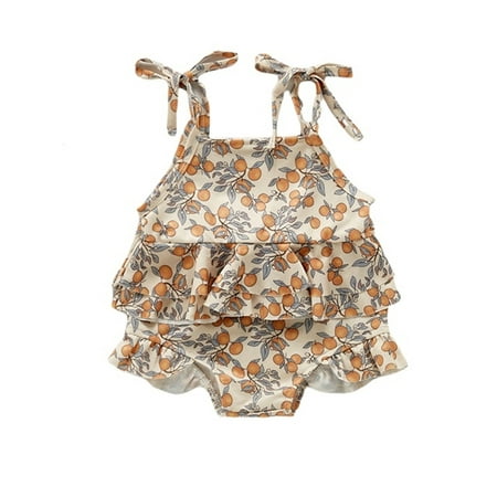 

Musuos Baby Girl Swimsuit Two-Piece Strap Ruffle Floral Bikini Swimwear Summer Beach Wear