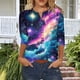 thumbnail image 1 of Tejiojio Womens Summer Crew Neck Casual T Shirt 3/ Length Sleeve Blouses Tops Athletic T-Shirt for Women Graphic S-3XL, 1 of 7