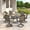 Black Table-Taupe Chairs, variant on Vicllax 5-Piece Outdoor Patio Dining Table Set, Metal, 4 Padded Swivel Chairs with Textilene Fabric