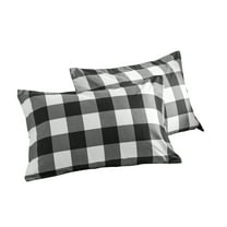 Luxury and Soft Microfiber Pillowcase Set of 2 Pack, Fade Resistant Pillow Cases with Envelope Closure, King, 20 x 36 inches, Black Squares