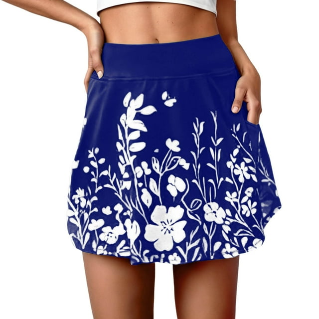 SHIXIAOO Jupe-Short Décontractée à Imprimé Floral d'Été pour Femmes, Jupe Courte Confortable, Extensible, Respirante, Mode pour Activités Extérieures, Mini Jupe Aguichant, Jupes Longues en Denim