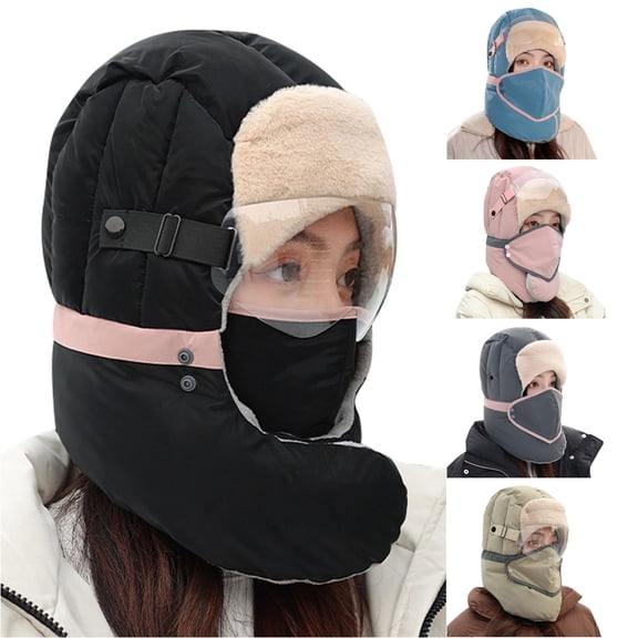 XIAOCHA Goggle‑Compatible Trapper Hat for Women Padded‑Shell Fall‑Winter Bonnet,Black