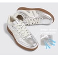 thumbnail image 3 of LUCKY STEP Womens Classic Retro Gum Sole Fashion Sneakers Genuine Leather Anti Slip Casual Shoes,Silver, 3 of 10