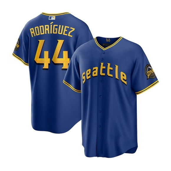 Mariners Seattle Mariners 24 Griffey Jr. 44 Rodriguez MLB Jersey Baseball Jersey 44#Rodriguez-City Navy City Edition Dark Blue—HU