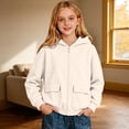 thumbnail image 2 of RMGVDSD Girls Zip Up Hoodies Solid Color Hooded Sweatshirt Jackets Pockets Fall Winter Loose Fit Casual Hoodie Coat for Children Versatile Cute Sweatshirt 7-8 Years, 2 of 4