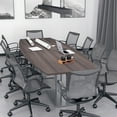 thumbnail image 2 of 10' Modular Boat Shaped Powered Conference Table With Metal T-Bases, 2 of 8