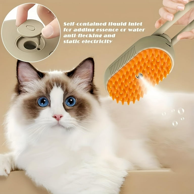 3-in-1 Cat Steam Brush, Spritz Defur Comb for Cats for Massaging