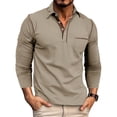thumbnail image 2 of FYDUU Mens Golf Shirt Comfort Men's Long Sleeve Classic Polo Shirts Trendy Casual Button Tees Collared Pullover Shirts With Pockets Fashion Vintage Shirts, 2 of 7