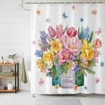 thumbnail image 2 of Shower Curtain Spring Floral Vase Bathroom Curtains with Hooks, Waterproof Fabric Tulip Daisy Flower Butterfly Bath Shower Curtains Set for Bathroom Bathtubs Decor 36x72 Inch, 2 of 9
