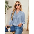 thumbnail image 7 of Corabera Pleated Blouses for Women Dressy Casual Long Sleeve Shirts Fall Ruffle Sleeve Tops for Women Flowy Bohemian Clothes Blue L, 7 of 7