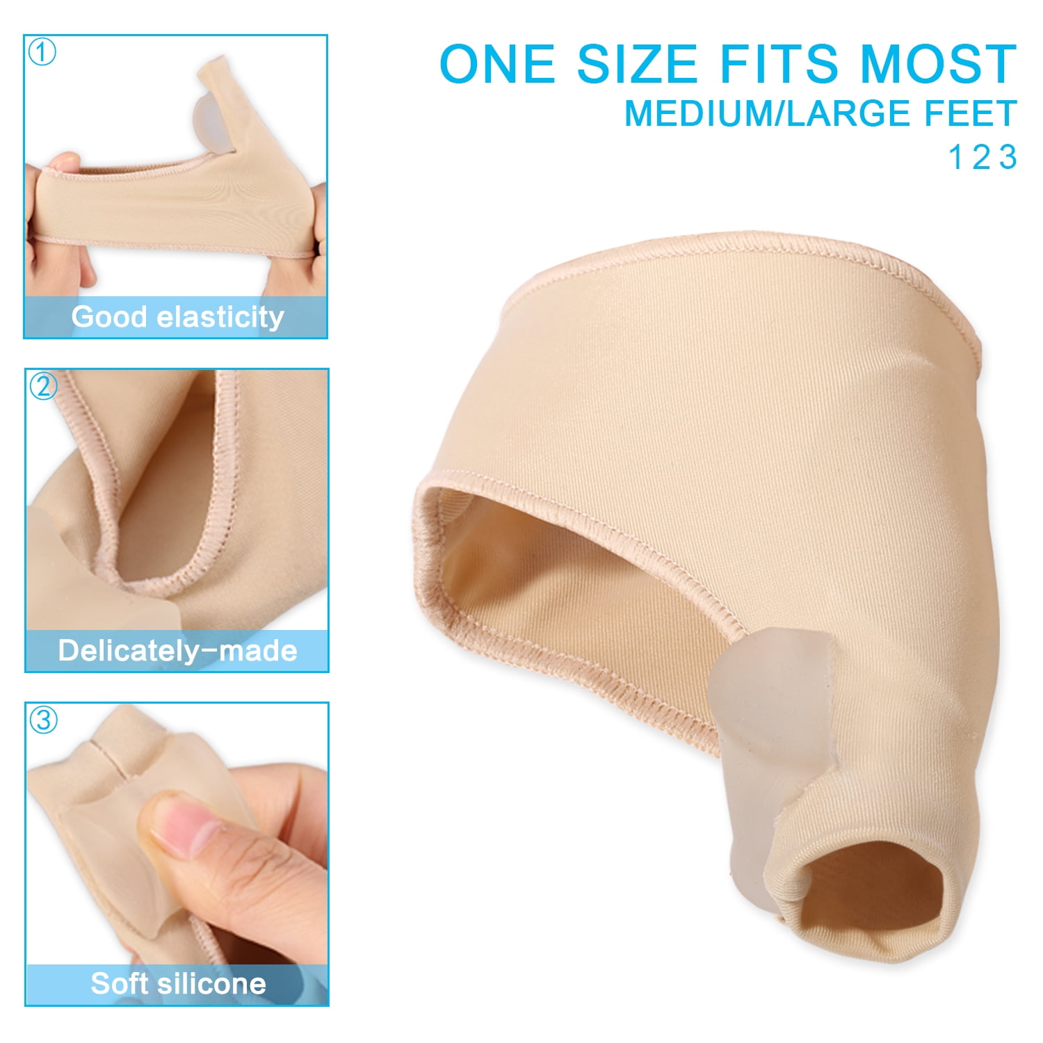 Gel Toe Separator,with Gel Toe Separators Spacers Straightener and Spreader 2 Booties for Hallux Valgus Bunion Pain Relief Big Toe Alignment (1 Pair)