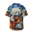 thumbnail image 6 of Lsque Dog Guitar Starry Night print Men's Cuban Collar Short Sleeve Shirt Summer Beachwear Casual Button Down Fashionable Vacation Leisure Shirt-XX-Large, 6 of 7