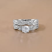 JeenMata 1.25 Carat Round Cut Moissanite Wedding Set - Bridal Set - Infinity Ring - Forever Ring - Promise Ring - 18k White Gold Plated for Women
