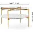 thumbnail image 2 of Rectangle Coffee Table Mid-Century Modern Design L W x H for Living Room - Structure Amber Glass Top and Walnut MDF Shelf Sleek Conical Metal Legs with Gold Finish, 2 of 9