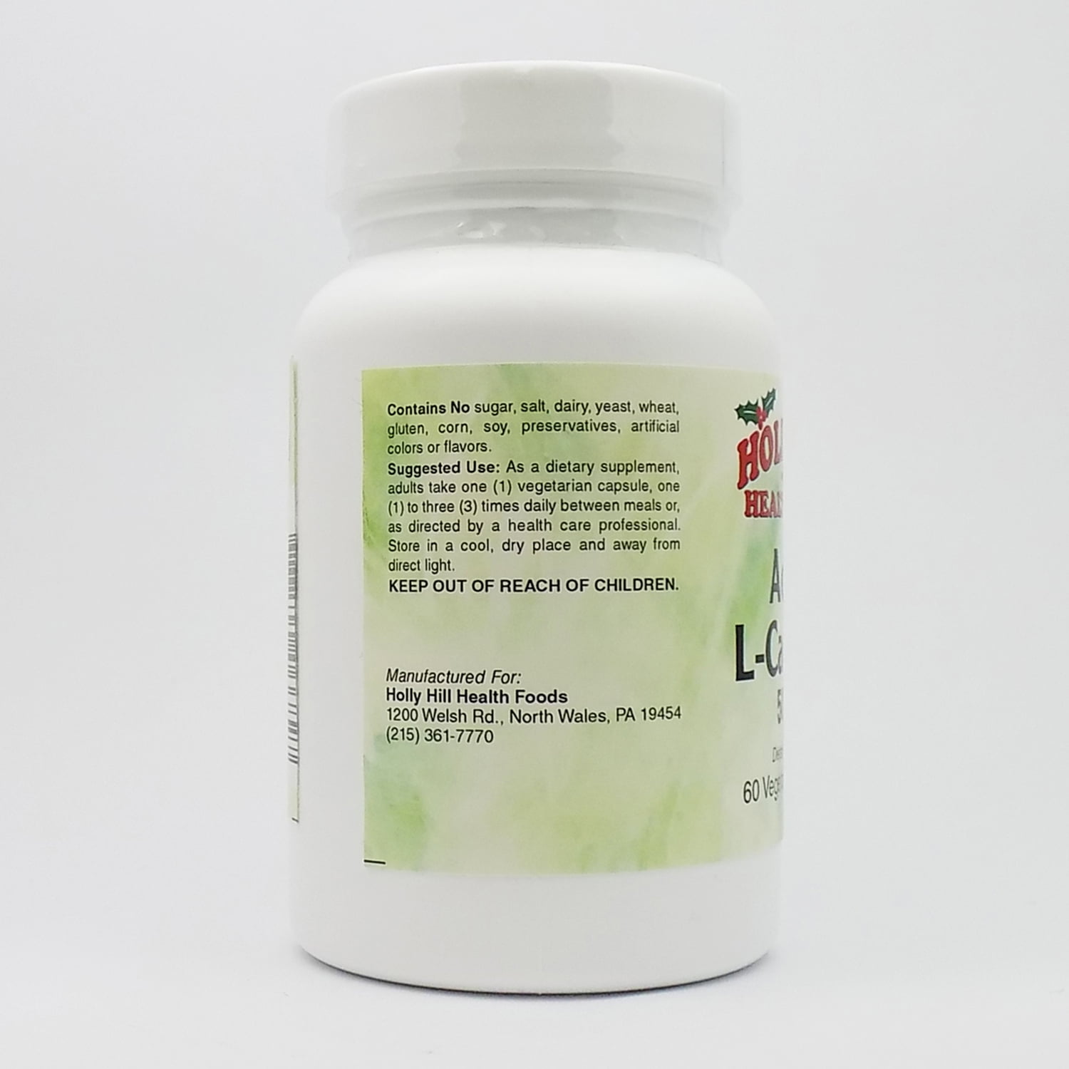 Holly Hill Health Foods, Acetyl L-Carnitine 500 MG, 60 Vegetarian Capsules