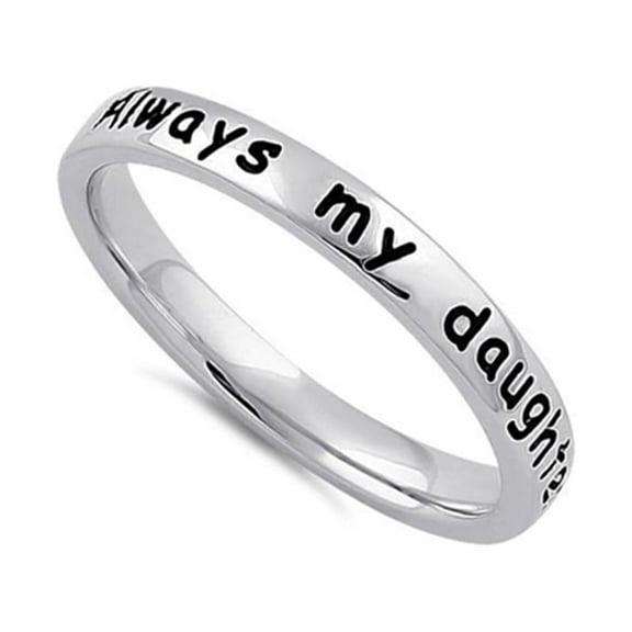 Mooneye 925 Sterling Silver Platinum Plated Always My Daughter Forever My Friend Wedding Ring