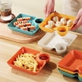 thumbnail image 5 of 1/2/4 Pack Chip Dip Serving Platter Set, Dumpling Plates with Dip Compartment, Square Serving Dish Sushi Plates, Small Dip Tray for Taco, Charcuterie, 5 of 7