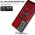 thumbnail image 6 of Rugged Case for Samsung Galaxy A32 5G Shockproof Phone Case with Camera Lens Slide Cover and Ring Holder Kickstand, Support Magnet Car Mount, Military Grade Heavy Duty Protection Cover, Red, 6 of 7