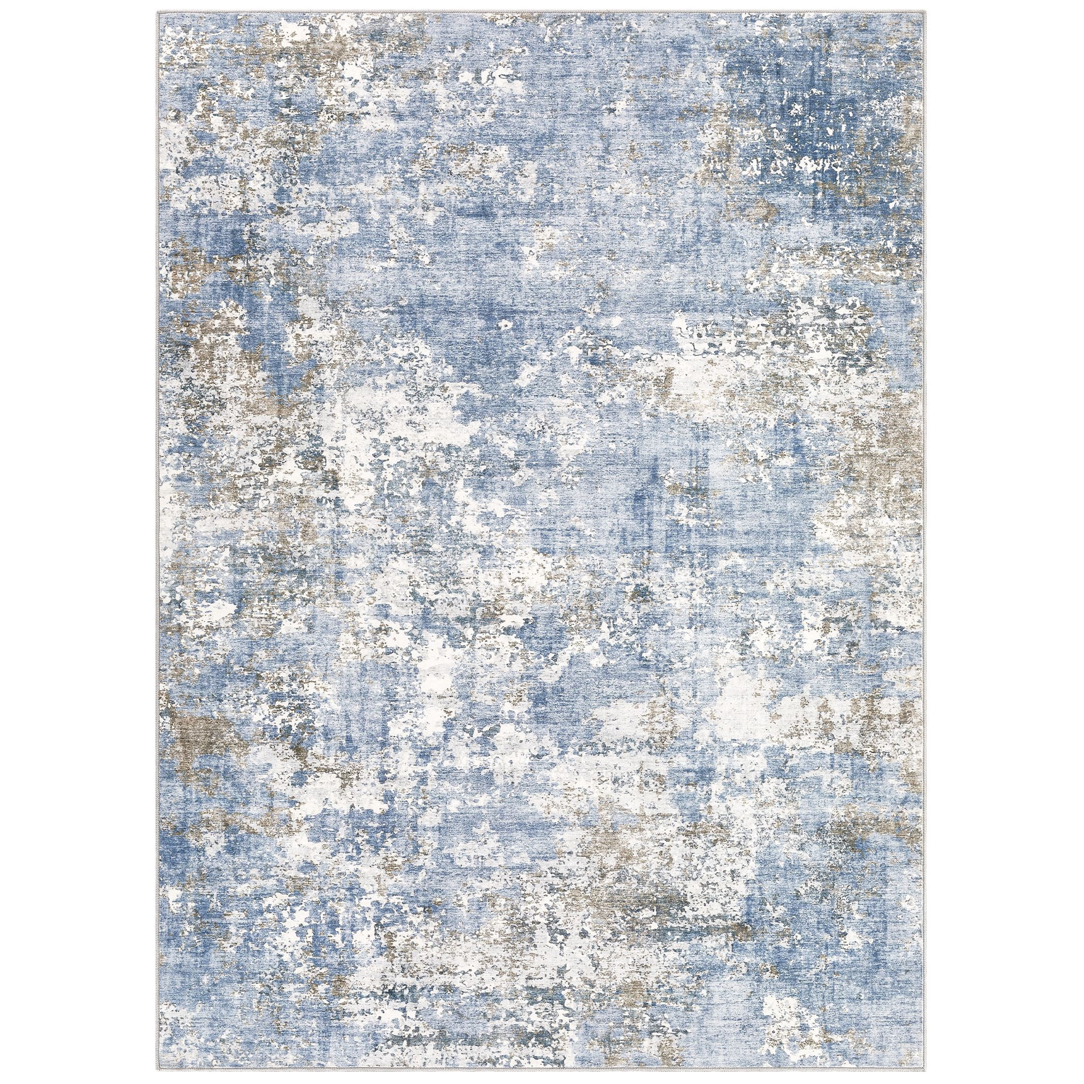 UERMEI 6'x9' Area Rugs for Living Room, Washable Non-slip Soft Indoor Modern Abstract Rug for Bedroom Dining Room Office Home Decor Carpet, Glacier Blue