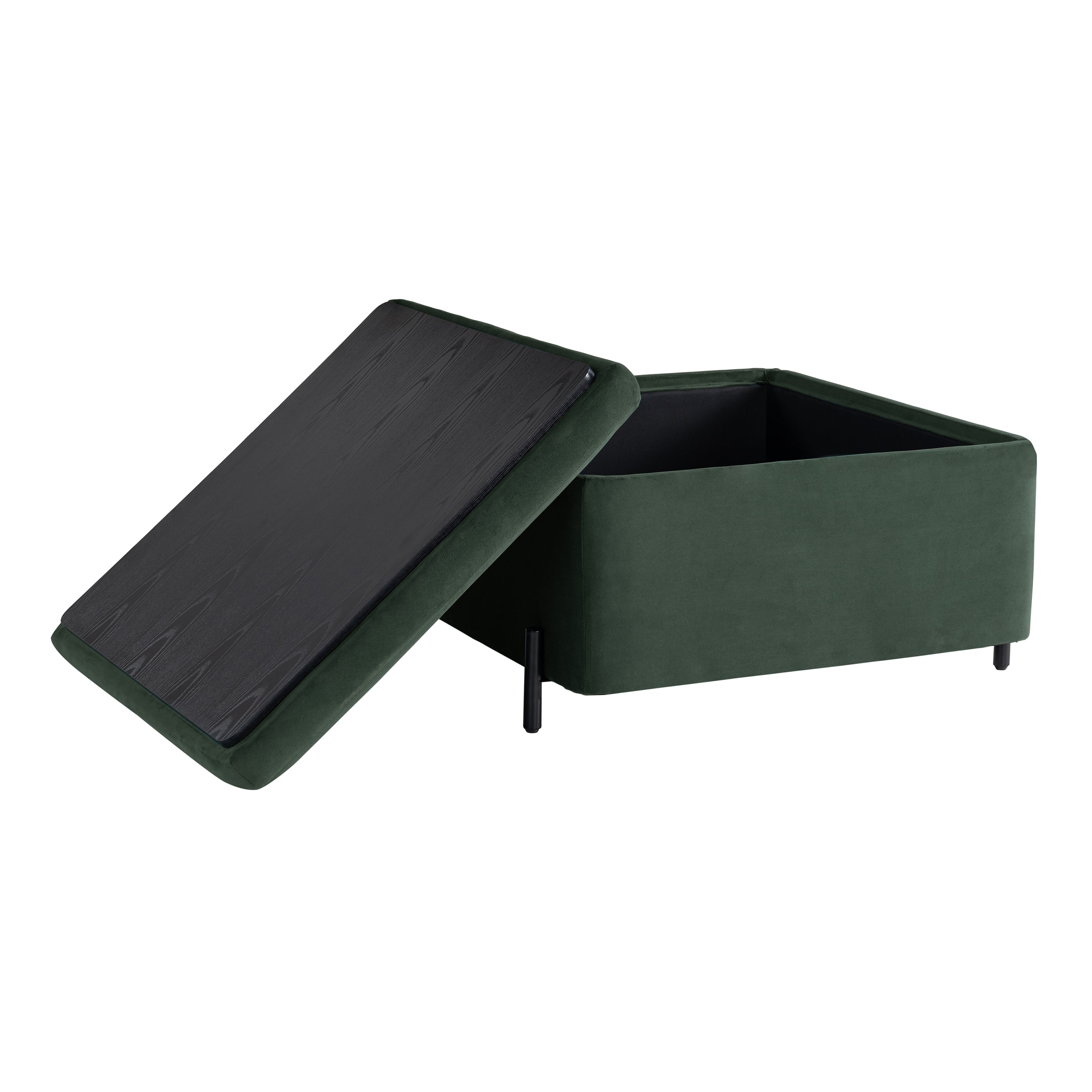 Studio Living Kingston Modern Large Storage Ottoman, Green Velvet Fabric