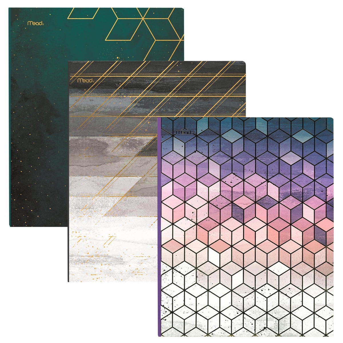 Mead Modern Chic Portfolio Folder, Twin Pocket File Folders, 3 Pack