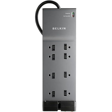 Belkin Power Strip Surge Protector with 8 Outlets, 6 ft Long Flat Plug Heavy Duty Extension Cord + Overload Protection for Home, Office, Compuer Desktop & Phone Charging Brick (3,550 Joules)