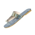 thumbnail image 2 of Samdudou Slide Sandals Open Toe Denim Fabric Toe Ring Flat Thong Summer Casual Beach Pool Ladies Vacation Style Footwear Outdoor Daily Wear Lightweight Soft Trendy Design, 2 of 9