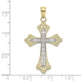 thumbnail image 3 of Auriga 10K Yellow Gold Rhodium Scalloped Edges Cross Charm for Women (L-36.9 mm,W-23 mm), 3 of 6