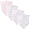 thumbnail image 2 of Hudson Baby Infant Girl Cotton Bandana Bibs 4pk, Gray Feather, One Size, 2 of 2