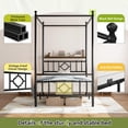 thumbnail image 5 of EnHomee Twin Size Canopy Bed Frame with Headboard Canopy Metal Bed Frame with 4 Removable Posts Platform Metal Canopy Bed, Curtain Not Included, Black, 5 of 7
